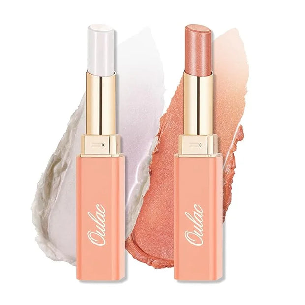 Oulac Moisturizing Shine Lipstick For Women Christmas Set 2PCS, 2 in 1 Tinted Lip Balm for Winter, Hydrated Juicy and Glos...