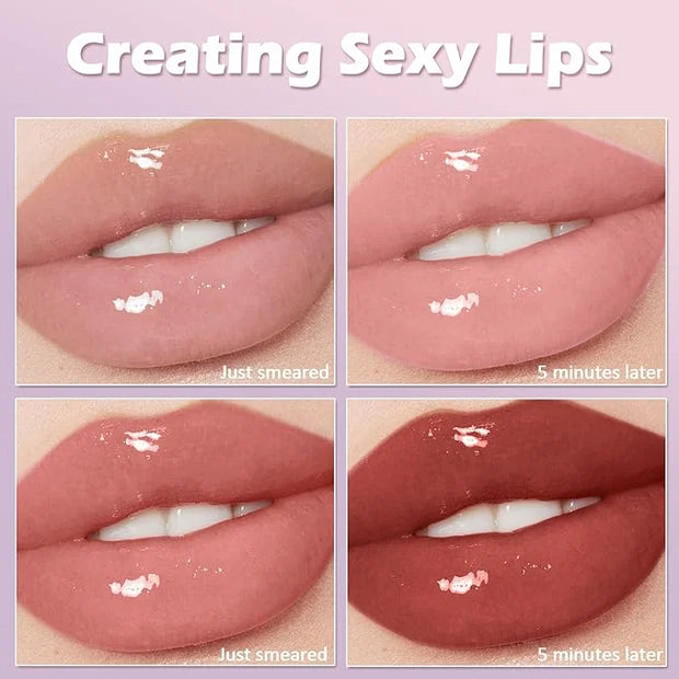 Sulily Glow Lip Oil,Pink Nourishing Tinted Lip Gloss,Plumping No-Sticky for Transparent High-shine Finish,Accumulate Jojob...