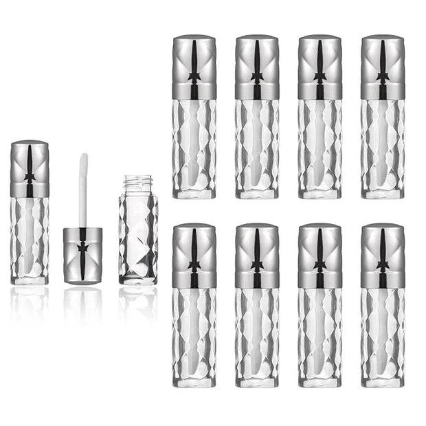 silver Empty lip gloss tubes with wand prismatic Lipgloss tube containers for lip oil packing - Product Image