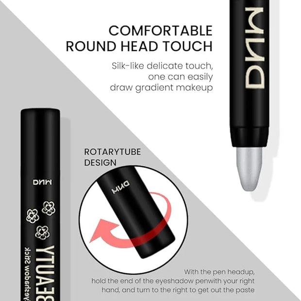 evpct Silver Shimmer Cream Eye Shadow Brightener Sticks Set for Eyes, Silver Shimmery Matte Pencil Eye shadow Applicator S...