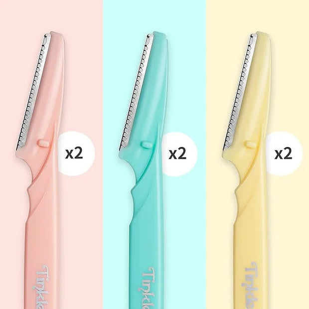 Tinkle Dermaplaning Tool 6ct, Dermaplane Razor for Women, Safe and Easy Peach Fuzz Remover, Eyebrow Trimmer with Protectiv...