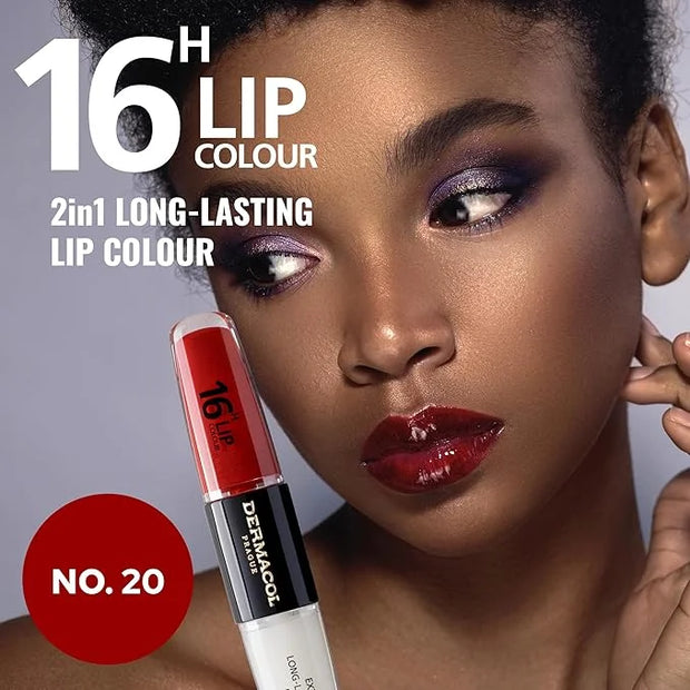 Dermacol NEW 16-Hour Lip Colour, Highly Pigmented Glossy Lip Stain, Two-Phase Lip Plumper Gloss, Kissproof Lip Makeup Prod...