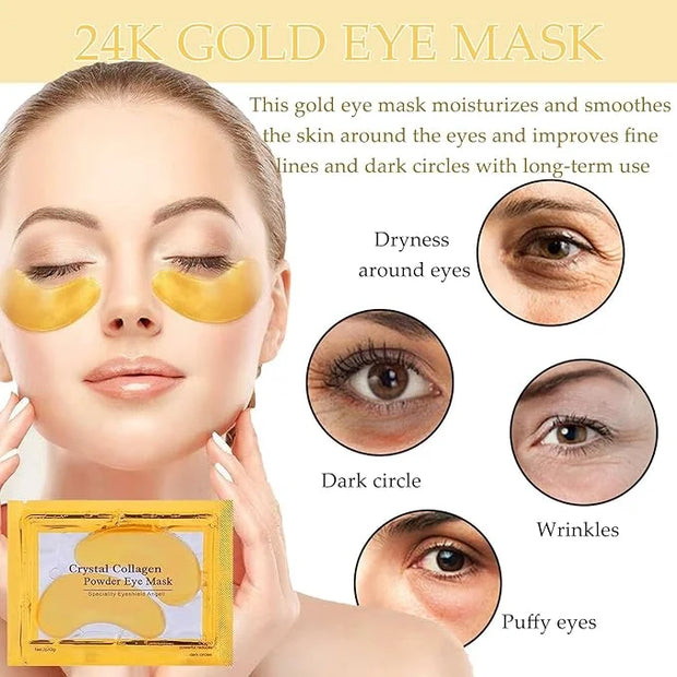 30 Pairs Lip Mask & Eye Mask,24K Gold Gel Eye Masks for Dark Circles,Wrinkles and Fine Lines,Moisturizing Collagen Lip Mas...