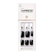 imPRESS Design, Press On Nails, Midnight Drive, Black and White, Short, Size, Squoval, Shape, Includes 30 Nails, Prep Pad,...