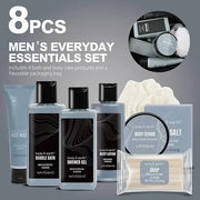 Gift Baskets for Men Body Wash Set Body & Earth Leathers Mens Bath Set with Body Lotion, Face Wash, Shower Gel, Bubble Bat...