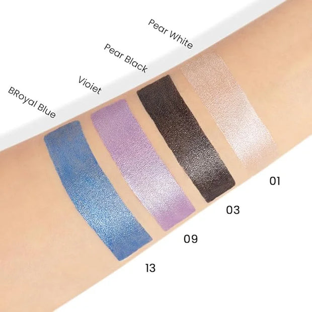 evpct 4Pcs Cream Eyeshadow Pencil Bulk Stick Set for Eyes Waterproof Pearl White Pearl Black Violet Purple Royal Blue Shim...