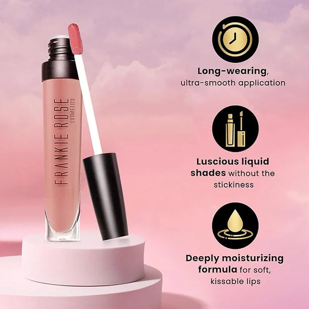 Frankie Rose Cosmetics Lip Gloss | Non-Sticky Formula, Long Lasting Lip Gloss, Bold Pigment & Hydrating Lip Gloss, Pressed...