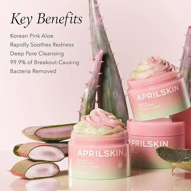 APRILSKIN Pink Aloe Facial Polish Cleanser with Vita Toner and Mucin Serum - Product Image