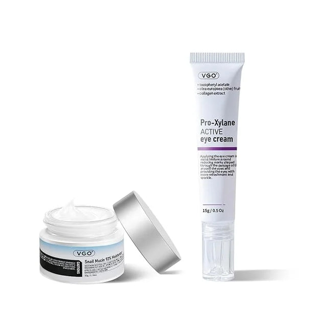 VGO Snail Mucin 92% Moisturizer 1.76 Fl Oz + Eye Cream for Dark Circles and Puffiness 0.5 Fl Oz - Product Image
