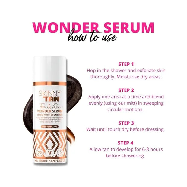 SkinnyTan Tan and Tone Wonder Serum Express - Hydrating Serum with Anti-Aging Q10, Aloe Vera, and Vitamin E - 1 Hour Expre...