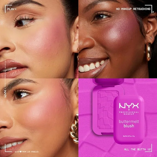 NYX PROFESSIONAL MAKEUP Buttermelt Powder Blush, Fade and Transfer-Resistant Blush, Up to 12HR Make Up Wear, Vegan Formula...