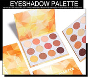 Glitter Matte Orange Yellow Eyeshadow Palette, 12 Colors Shimmer High Pigmented Eyeshadow Makeup Palette Lasting Waterproo...