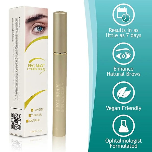 FEG Max Eyebrow Enhancer Growth Treatment Serum | Enhancing to Help Lengthen and Thicken Eyebrows | Non-irritating Brow Se...