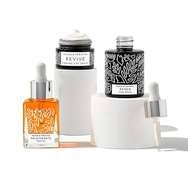 Naked & Thriving Restorative Night Routine | Renew Night Serum (30 mL) + Revive Eye Cream (15 mL) + Rejuvenate Face Oil (3...