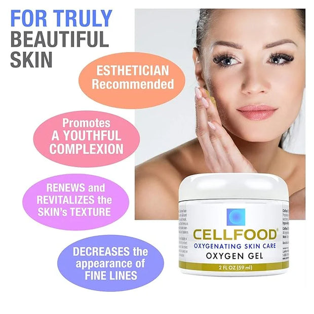 Cellfood Oxygen Gel - 2 oz, 2 Pack - Tightening and Firming Face Moisturizer - Aloe Vera, Lavender Blossom Extract, Glycer...