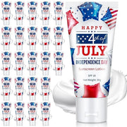 24 Pcs 4th of July Party Supplies Bulk Spf 30 Mini Sunscreen for Summer Independence Day Party 1oz Travel Size Thank You G...