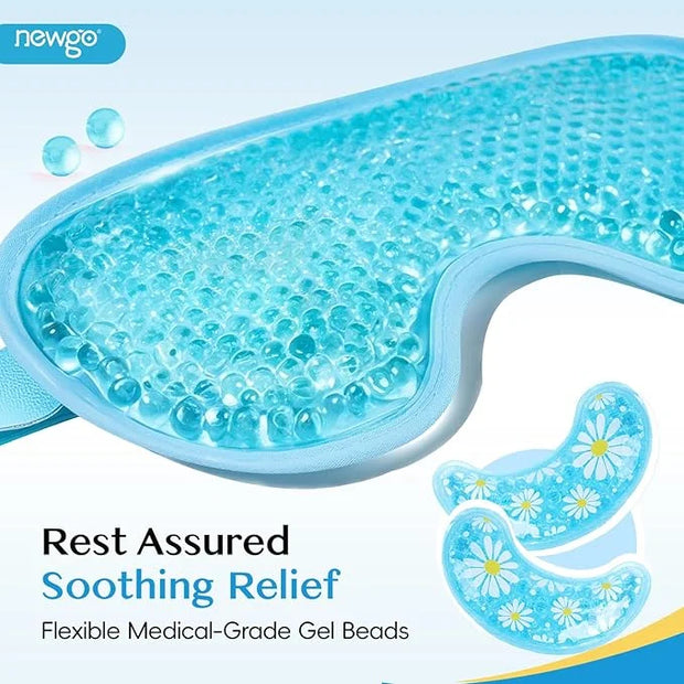 NEWGO Cooling Eye Mask Gel Under Eye Pads Set for Dark Circles, Under Eye Bags, Puffy Eyes, Migraines, Dry Eyes, Post-Surg...