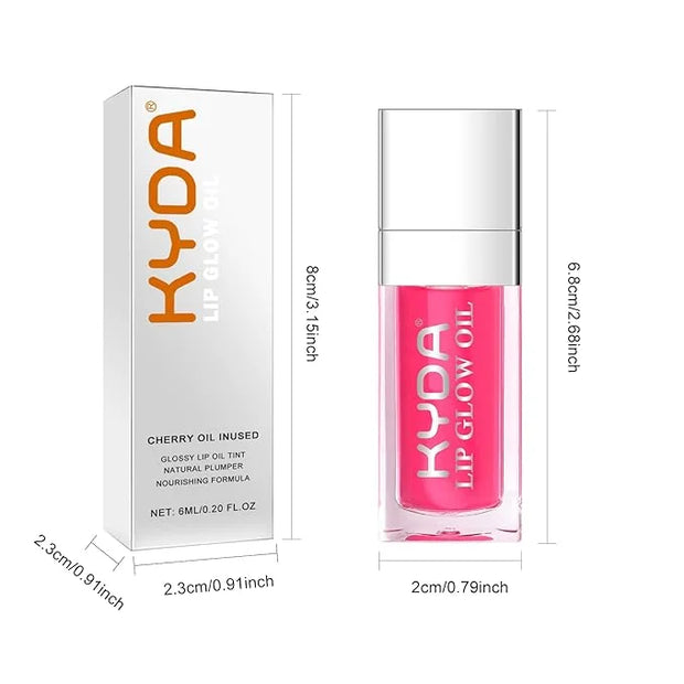 KYDA Hydrating Lip Glow Oil, Moisturizing Lip Oil, Glossy Transparent Plumping Lip Gloss, Tinted Lip Oil for Lip Care and ...