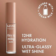 NYX PROFESSIONAL MAKEUP This Is Milky Gloss, Vegan Lip Gloss, 12 Hour Hydration - Cookies & Milk (Cool Beige Nude) - Produ...
