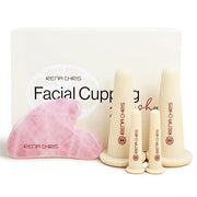 Rena Chris Facial Cupping Set & Gua Sha Facial Tool - Silicone Cupping Set & Rose Quartz Gua Sha Stone - Face Cupping Ther...