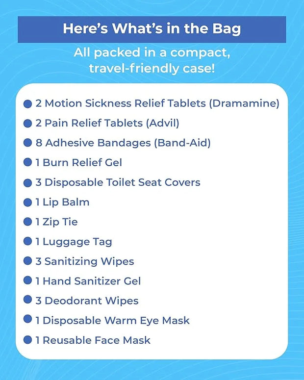 Travel Kit – Complete Airplane Travel Essentials Set for Men, Women, & Kids with Washable Case – 22-Piece TSA-Friendly Ess...