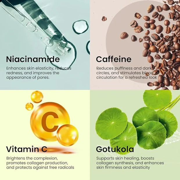 Radiant Gaze Under Eye Cream | Reduces Dark Circles, Puffiness & Fine Lines | Hydrating Vitamin C & Caffeine Formula | Soo...