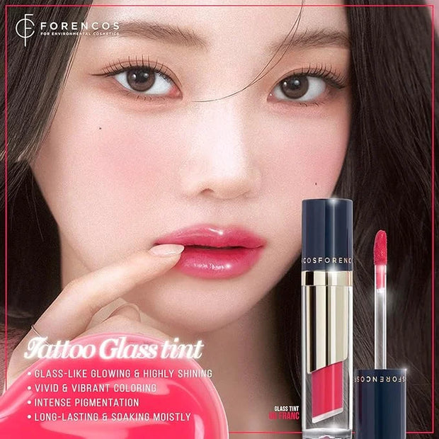 FORENCOS Tattoo Glass Lip Gloss Tint, Korean Glossy Tint/Stain, High Pigmentation, Glasting Shine, Long Lasting, Moisturiz...