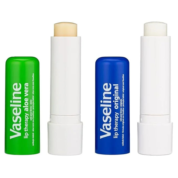 Vaseline Lip Therapy Variety 4-Pack – Original + Aloe Vera Moisturizing Lip Balm with Vitamin E, 0.16 Oz Ea - Product Image