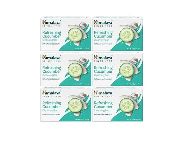 Himalaya Refreshing Cucumber Cleansing Bar, Face and Body Soap for Soft Skin, 4.41 oz, 6 Pack - Product Image