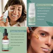 Mineral Sunscreen Lotion SPF 33, Reef Safe, Water Resistant, 1.7 fl oz & Vitamin C Serum for Face, Hyaluronic Acid, Anti A...