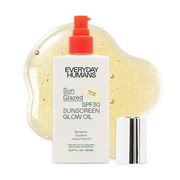 Everyday Humans SPF30 Sheer Body Glow Oil with Gold Mica | Sun Glazed Hydrating UV Protection Vegan Cruelty Free 5.1 Fl Oz...