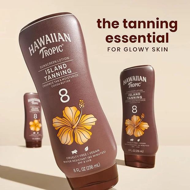 Hawaiian Tropic Island Tanning Lotion Sunscreen SPF 8, 8oz | Outdoor Tanning Lotion with SPF, SPF 8 Sunscreen, Oxybenzone ...