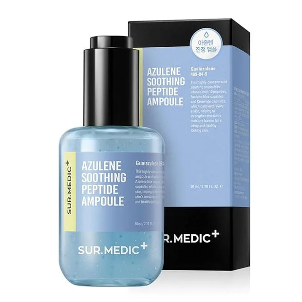SURMEDIC AZULENE Moisturizing Soothing Ampoule, Hydrating Calming Relief Facial Serum for Dry Face, Sensitive Skin, Barrie...