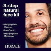 HORACE Gift Set with Purifying Face Cleanser, Gentle Face Scrub, and Mattifying Face Moisturizer - Skincare Set for Cleans...