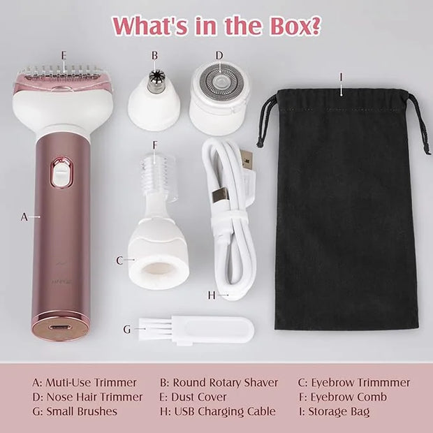 Womens Electric Razor, 4 in 1 Face Shaver for Women, Facial Hair Remover for Women, Electric Women Bikini Trimmers for Leg...