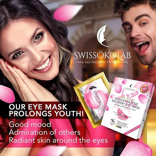 SWISSÖKOLAB Under Eye Patches For Puffy Eyes 24k Gold Eye Mask Dark Circles And Puffiness Collagen Eye Gel Pads Moisturizi...