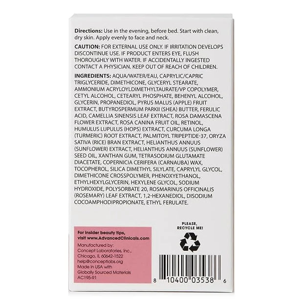 Advanced Clinicals Retinol Cream Face Moisturizer | Encapsulated Retinol Lotion For Face With Ferulic Acid + Vitamin E To ...