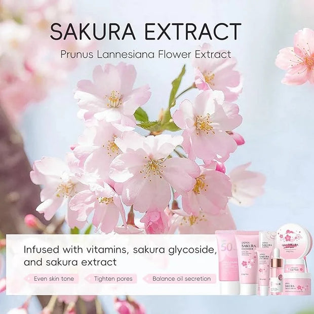 Sakura Skincare Set, Skin Care Set For Teen Girls, Skincare Gift Set Cherry Blossom Beauty Set, Deep Cleaning Skincare Fac...