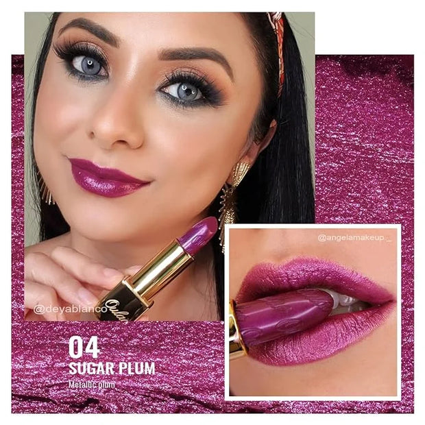 Oulac Purple Lipstick for Women with Metallic 3D Shine Lightweight Hydrating Formula, High Impact Lip Color, Vegan Beauty,...