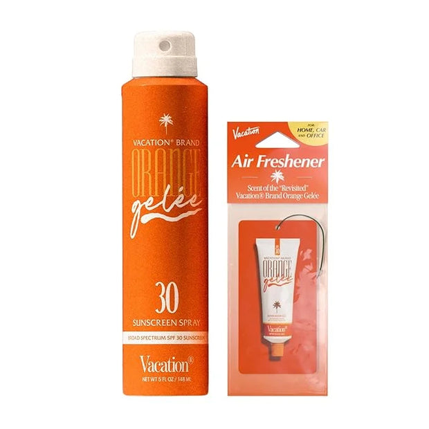 Vacation Orange Gelée SPF 30 Sunscreen Spray Oil & Air Freshener Bundle, Tanning Oil with SPF, Suntan Lotion Spray, Transp...