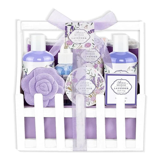 Lavender & Jasmine Scented Spa Gift Set for Women, Includes Body Lotion, Shower Gel, Salts, Bubble Bath, Body Mist, Soap, ...
