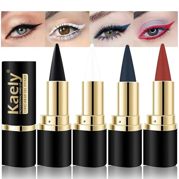 Kaely 4Pcs Black White Dark Blue Red Gel Eyeliner Pencil,Waterproof Smudge Proof Eye Liner,Clown Goth Halloween Makeup,Eye...
