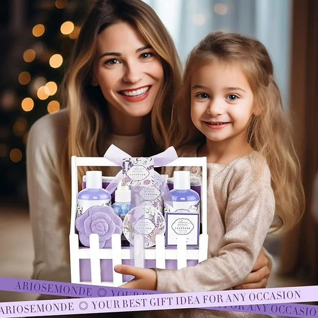 Lavender & Jasmine Scented Spa Gift Set for Women, Includes Body Lotion, Shower Gel, Salts, Bubble Bath, Body Mist, Soap, ...