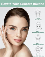 Reusable Eye Patches, Silicone Under Eye Patches with Lifting Effect to Reduce Wrinkles and Fine Lines, Pair with Metal Ey...