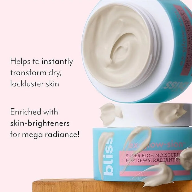 Bliss Ex-glow-sion Super Rich Face Moisturizer for Dewy, Radiant Skin | Advanced Shea Butter Nourishes & Hydrates | 100% V...