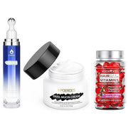 Ultimate Beauty Set: Caffeine Eye Serum, Hair Vitamins for Frizzy/Damaged Hair, and Snail Mucin Moisturizer for All Skin T...