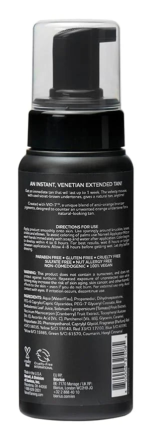 Norvell Venetian Sunless Self Tanner Mousse with Bronzer, 8 Fl Oz - Instant Self Tanning - Natural Looking - Anti-Orange -...