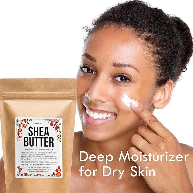 Refined Shea Butter Unscented - 100% Pure African Shea Butter for Hair & Dry Skin - Use for Soap Base, Face & Body Moistur...