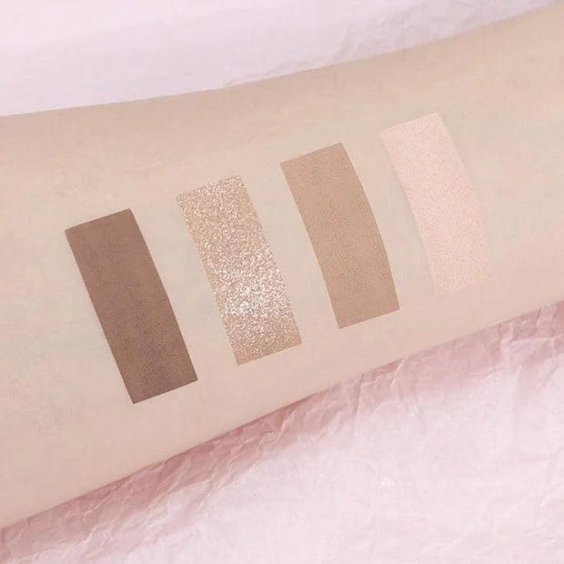 4 Colors Matte Shimmer Eyeshadow Makeup Palette,Champagne Nude Light Dark Brown Highly Pigmented Natural Neutral Eye Shado...