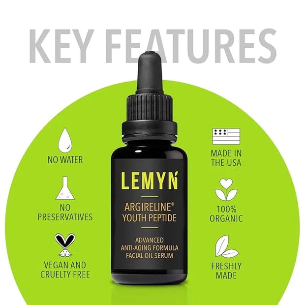 Argireline Youth Peptide Face Oil Serum | Anti-Aging, Hydrating, and Firming | Freshly Made Skincare | 15ml - Product Image